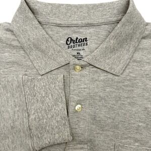 Orton Brothers Men's Long Sleeve Solid Gray XL Golf Polo Shirt Cotton Stretch